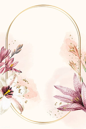 Elegant Watercolor Floral Arrangement with Gold Oval Frame on Soft Beige Background HD phone wallpaper