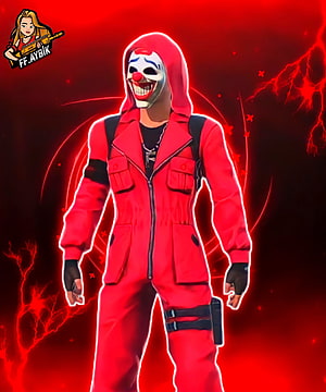 FF Aybik Criminal Profile in Red Hooded Outfit with Clown Mask HD phone wallpaper