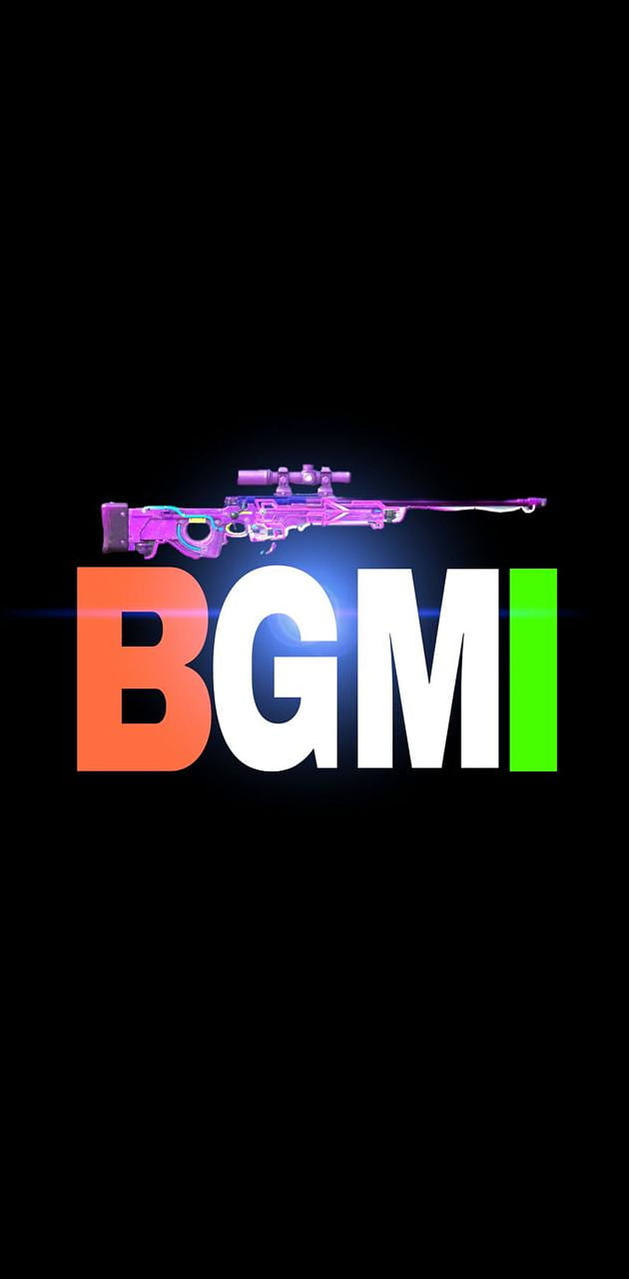 BGMI Neon Sniper Rifle Logo on Black Background HD phone wallpaper