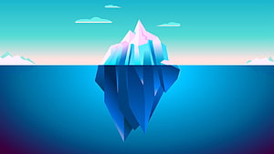 Stylized Iceberg Floating in Ocean with Gradient Sky and Low Poly Design HD wallpaper