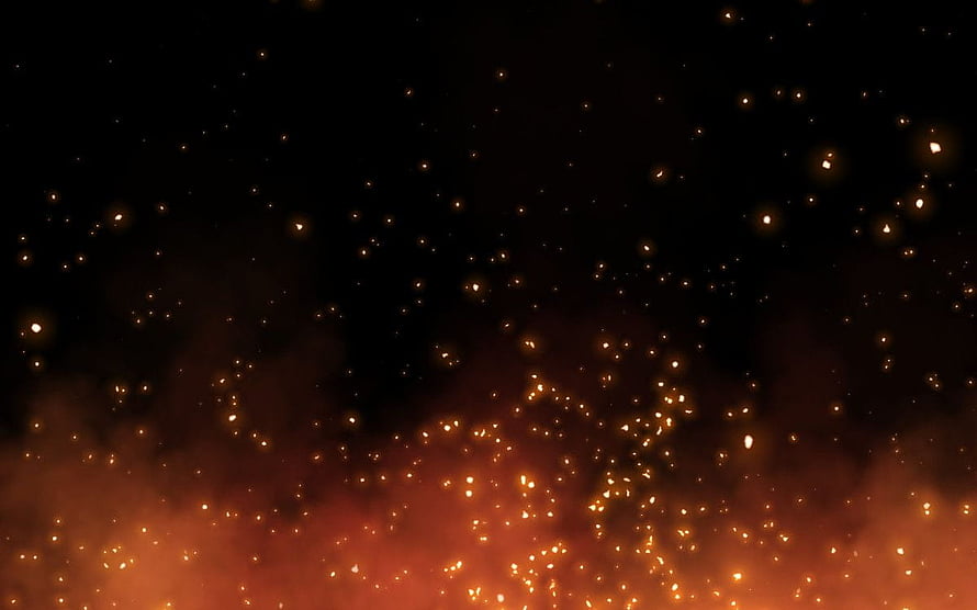 Glowing Embers and Smoke Rising Against a Dark Background HD wallpaper