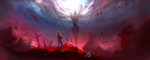 Neon Genesis Evangelion Concept Art: Asuka Langley Soryu and the Spear of Longinus HD wallpaper