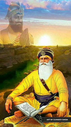 Baba Deep Singh Ji Portrait with Guru Gobind Singh Ji at Sunset HD phone wallpaper
