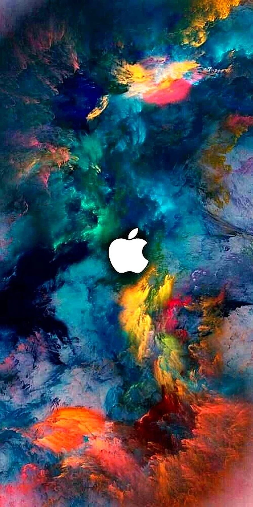 Apple Logo on Vibrant Abstract Paint Splash Background HD phone wallpaper