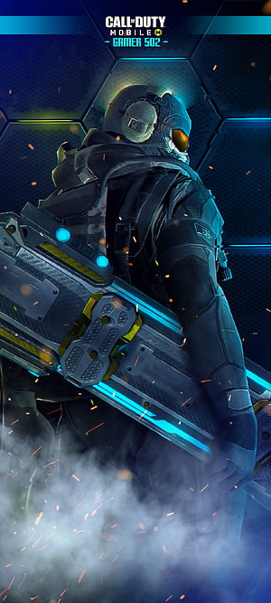 Call of Duty Mobile Soldier in Tactical Gear Holding Futuristic Weapon Amid Sparks and Smoke HD phone wallpaper