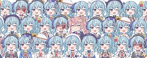 Hoshimachi Suisei Chibi Pattern Wallpaper Featuring Hololive Virtual YouTuber HD wallpaper