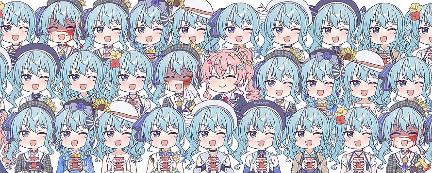 Hoshimachi Suisei Chibi Pattern Wallpaper Featuring Hololive Virtual YouTuber HD wallpaper