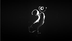 Mahadev Om Symbol in White Brushstroke on Black Background HD wallpaper