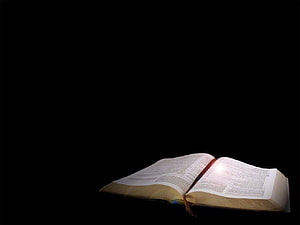 Open Holy Bible Illuminated Against a Dark Background HD wallpaper
