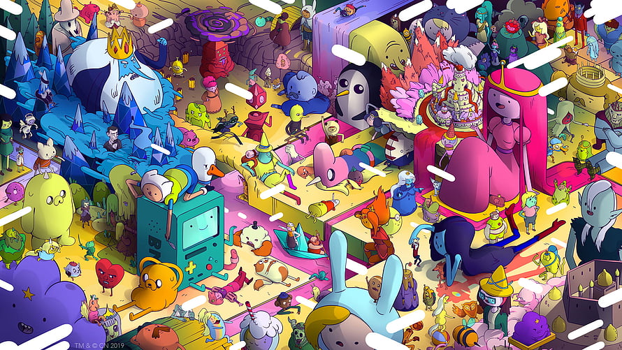 Adventure Time Character Collection Illustration with Finn and Jake HD wallpaper