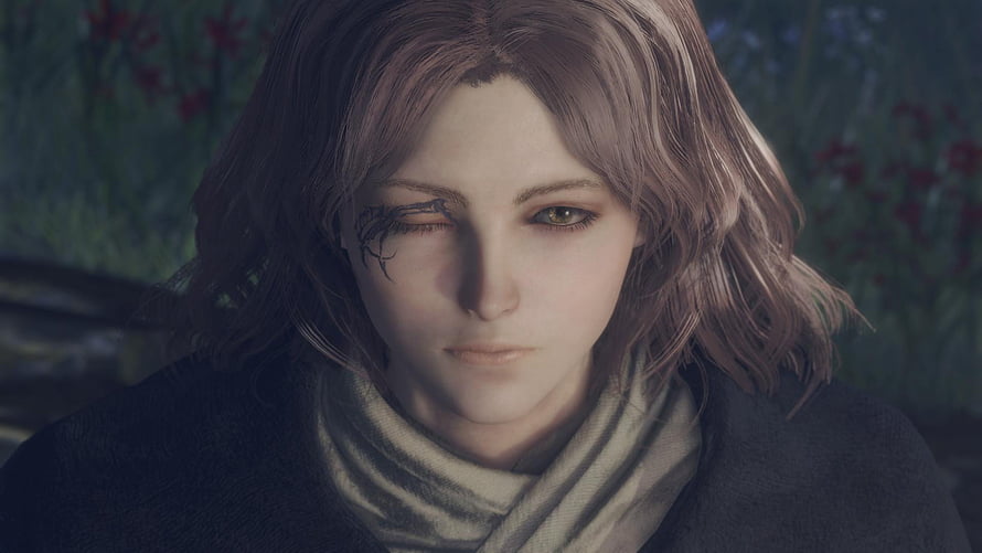 Melina Character Portrait From Elden Ring With Scarred Eye And Muted Garden Background HD wallpaper
