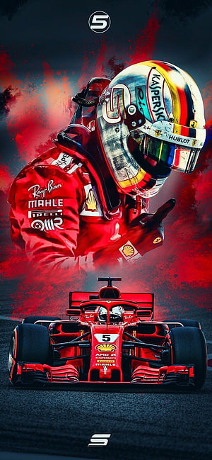 Michael Schumacher Ferrari F1 Racing Driver and Car Digital Art HD phone wallpaper