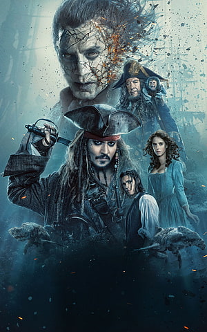 Pirates of the Caribbean Movie Poster Featuring Captain Jack Sparrow and Crew HD phone wallpaper
