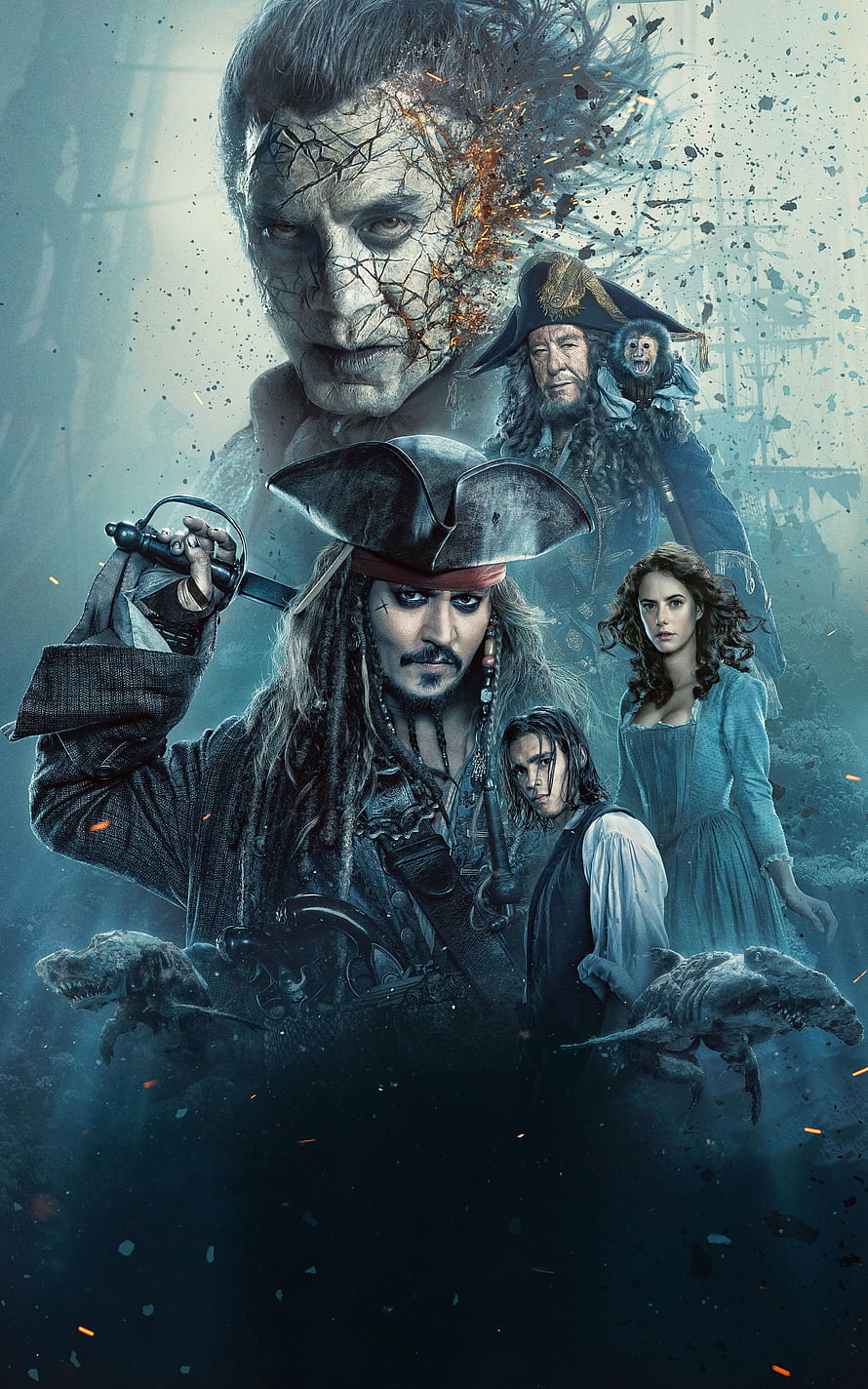 Pirates of the Caribbean Movie Poster Featuring Captain Jack Sparrow and Crew HD phone wallpaper