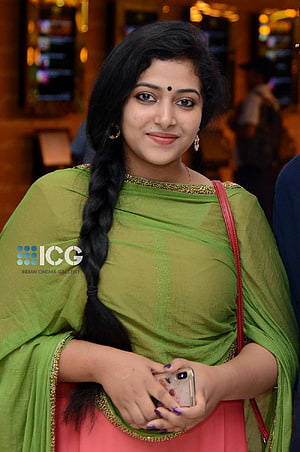 Anu Sithara in Green Saree with Long Braid and Gold Jewelry HD phone wallpaper