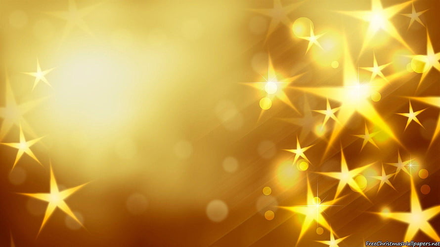 Golden Starburst Bokeh Background with Warm Amber Glow and Sparkling Light Effects HD wallpaper