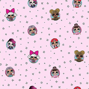 L.O.L. Surprise! Dolls Pattern on Pink Background with Stars HD phone wallpaper