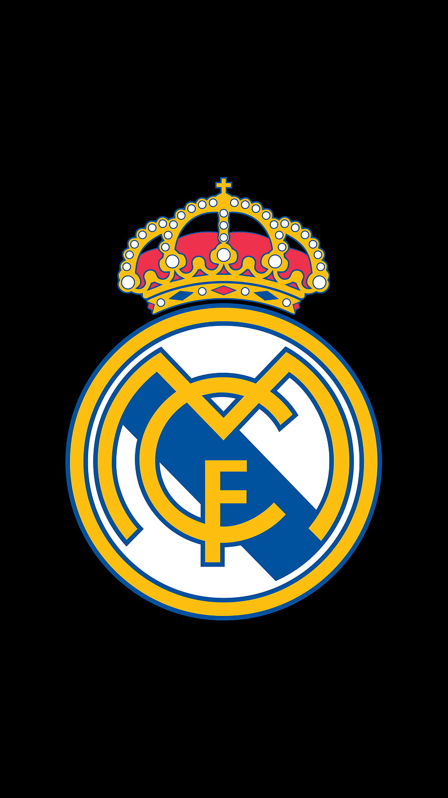 Real Madrid Official Club Crest Emblem on Black Background HD phone wallpaper