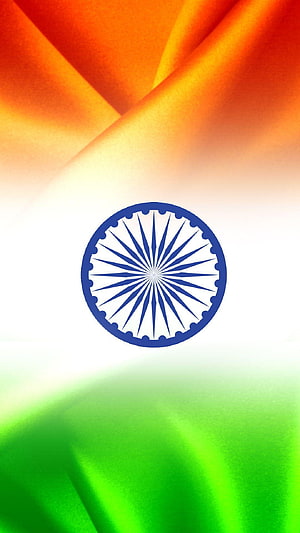 India National Flag with Ashoka Chakra on Flowing Tricolour Fabric HD phone wallpaper
