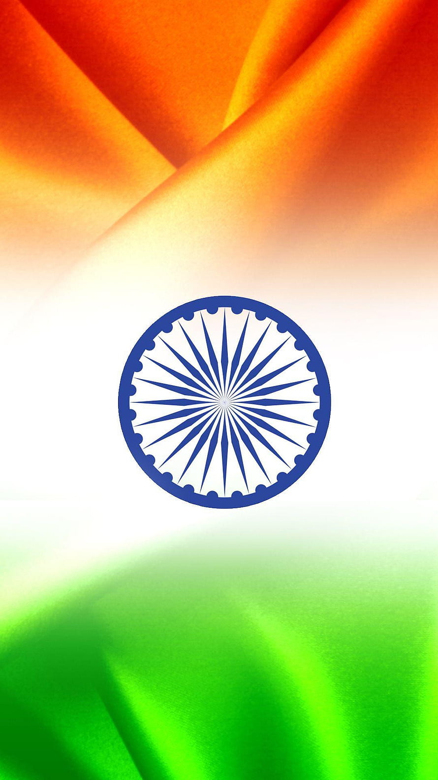 India National Flag with Ashoka Chakra on Flowing Tricolour Fabric HD phone wallpaper