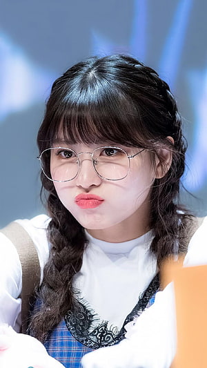 Momo from Twice in Round Glasses and Braided Hair HD phone wallpaper