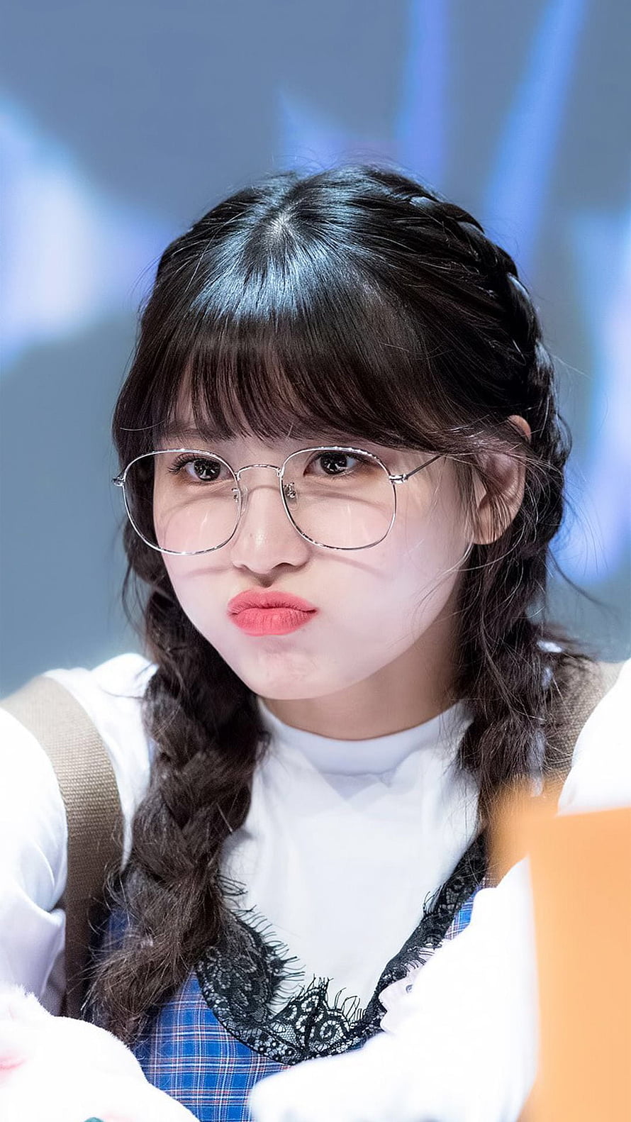 Momo from Twice in Round Glasses and Braided Hair HD phone wallpaper