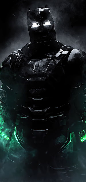 Armored Batman in Dark Tactical Suit with Glowing Green Accents, armored batman, #Batman HD phone wallpaper