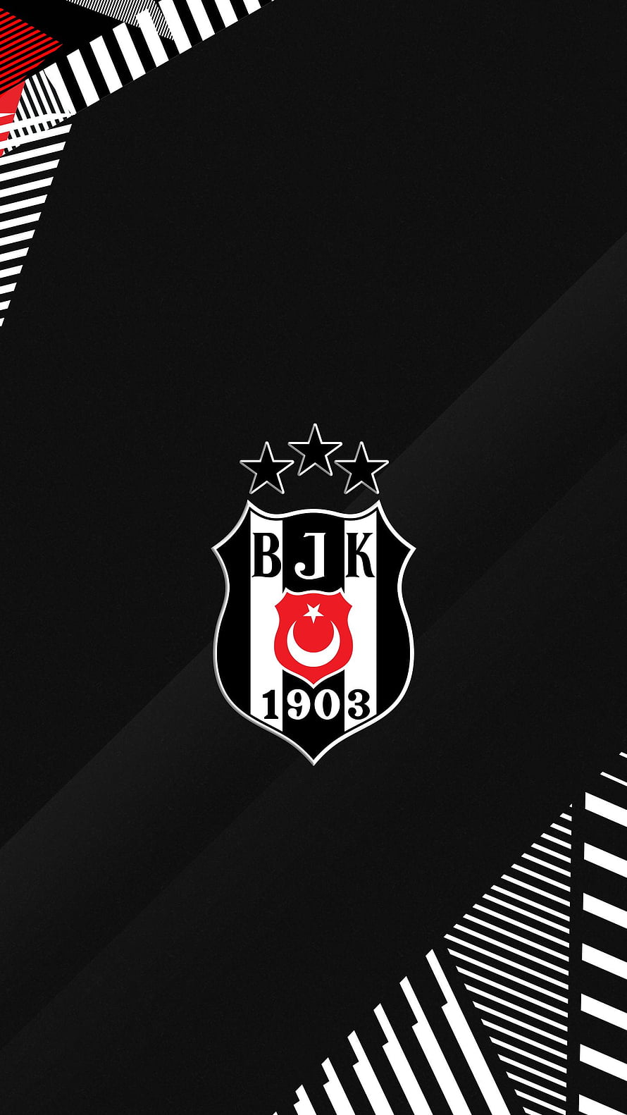 Beşiktaş JK Official Club Crest on Black Background with Geometric Accents HD phone wallpaper