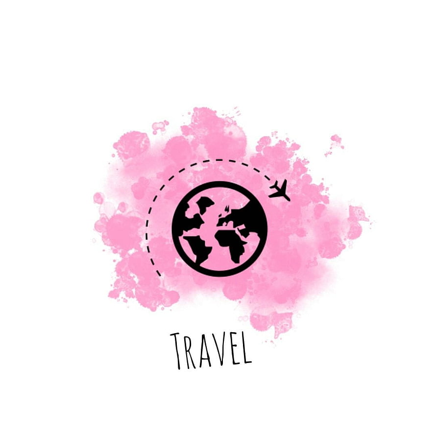 Pink Watercolor Travel Globe with Airplane Route and Handwritten Text HD phone wallpaper