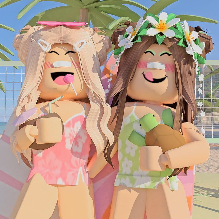 Roblox Preppy Beach Friends with Tropical Accessories and Summer Outfits HD phone wallpaper