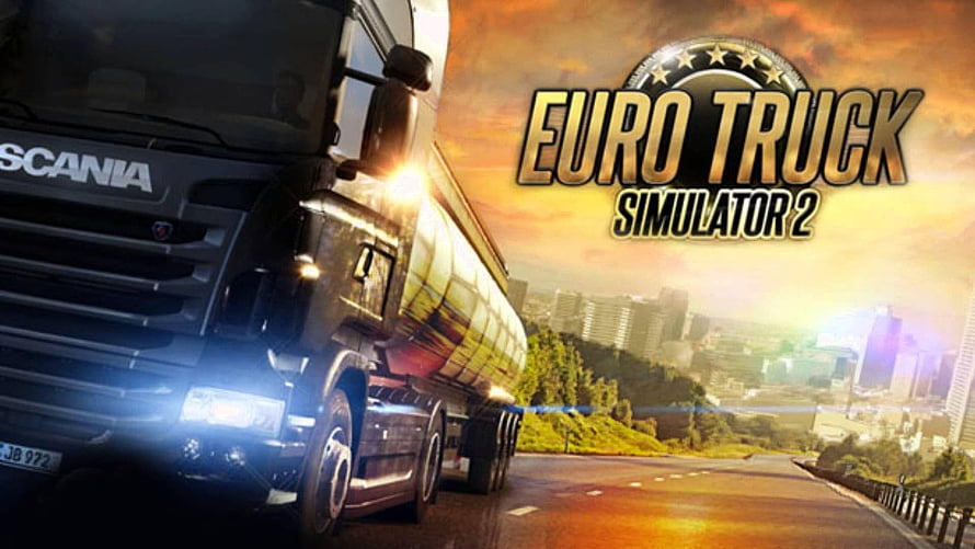 Euro Truck Simulator 2 Scania Truck Driving on Highway at Sunset HD wallpaper