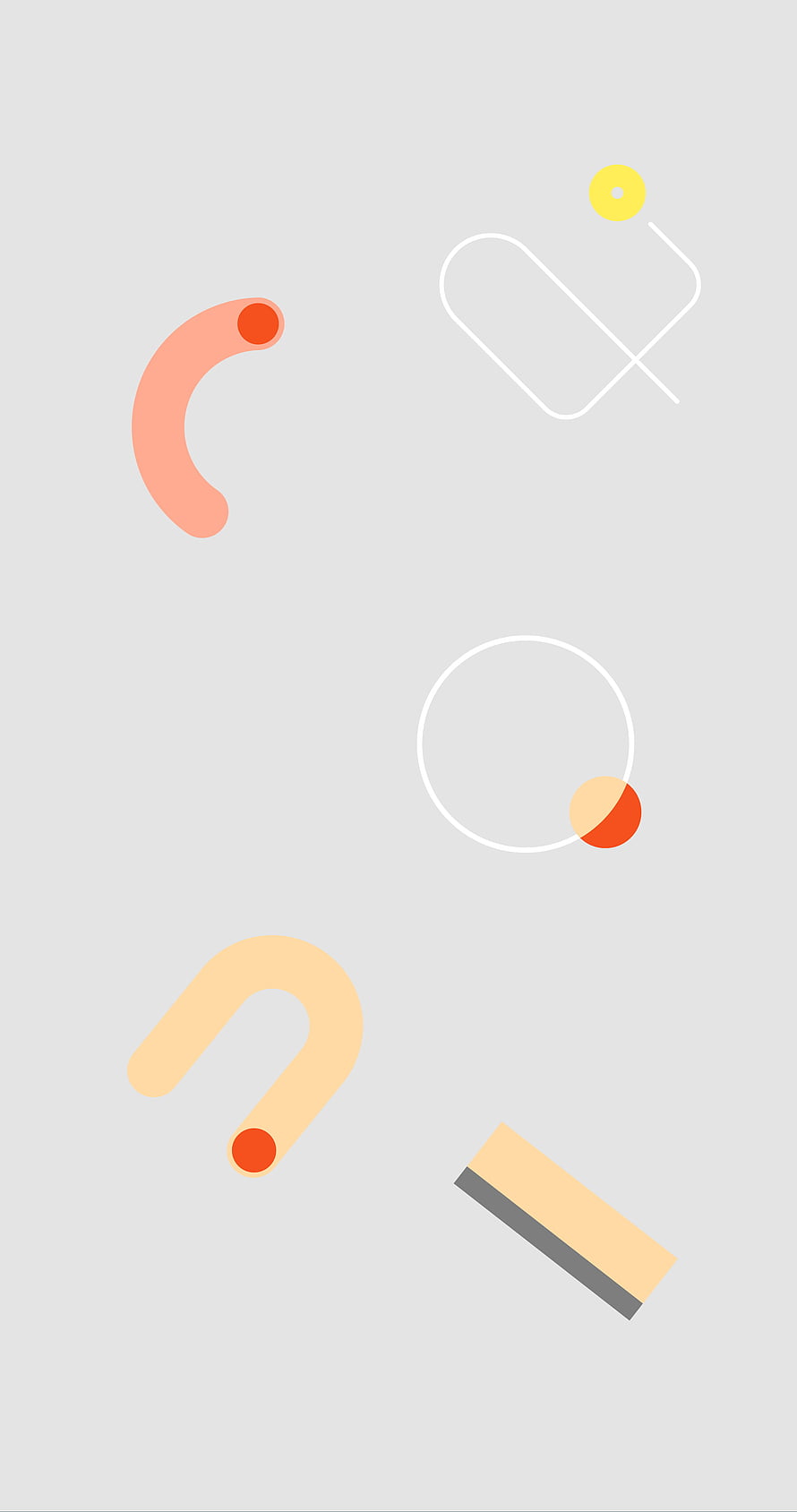 Minimalist geometric shapes in pastel tones on a light gray background HD phone wallpaper
