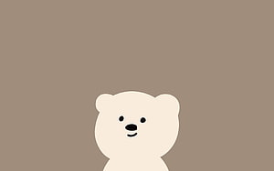 Minimalist Kawaii Bear Icon on Warm Taupe Background HD wallpaper