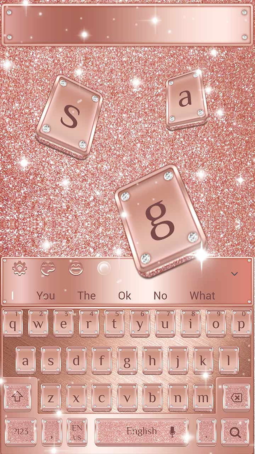 Rose Gold Glitter Keyboard Theme with Sparkling Keys and Glittery Background HD phone wallpaper