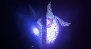 Kindred Mask Glowing in Dark Blue Void with Ethereal Light HD wallpaper