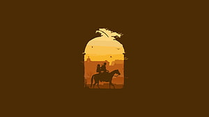 The Last of Us Minimalist Silhouette Artwork with Warm Sunset Palette HD wallpaper