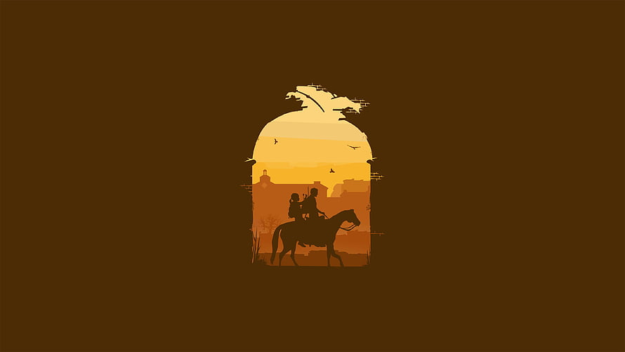 The Last of Us Minimalist Silhouette Artwork with Warm Sunset Palette HD wallpaper