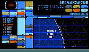 Star Trek LCARS Interface Displaying Romulan Neutral Zone Star Map HD wallpaper