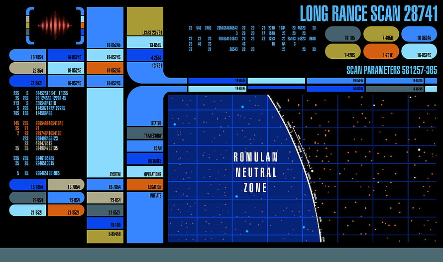 Star Trek LCARS Interface Displaying Romulan Neutral Zone Star Map HD wallpaper