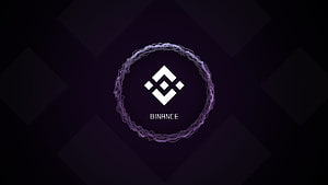 Binance Logo with Purple Wireframe Ring on Dark Geometric Background HD wallpaper