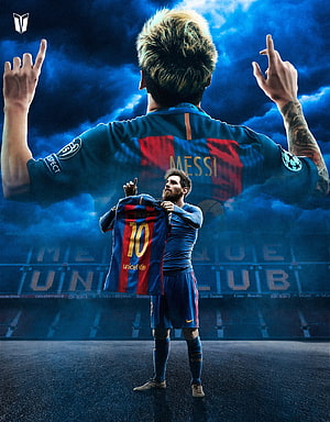 Lionel Messi FC Barcelona Number 10 Jersey Celebration Artwork HD phone wallpaper