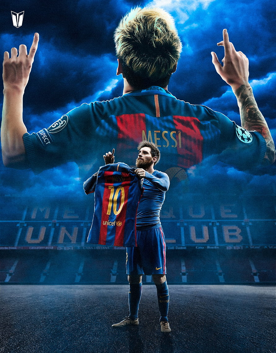 Lionel Messi FC Barcelona Number 10 Jersey Celebration Artwork HD phone wallpaper