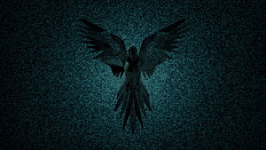 Dark Parrot Security Logo with Spread Wings on Textured Teal Background HD wallpaper
