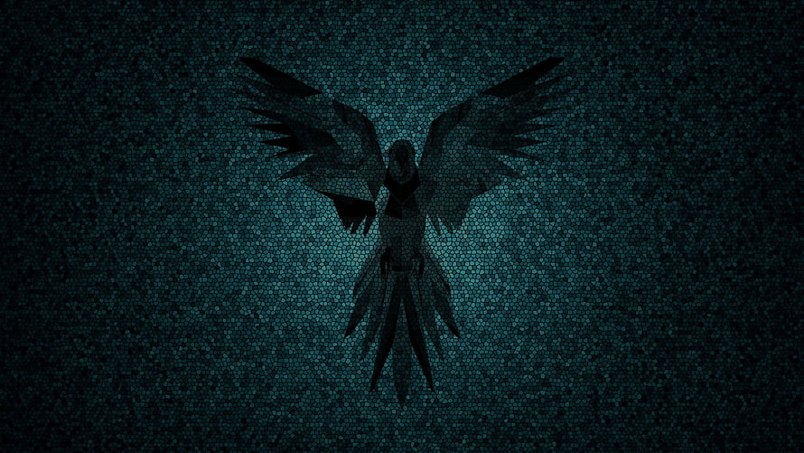 Dark Parrot Security Logo with Spread Wings on Textured Teal Background HD wallpaper