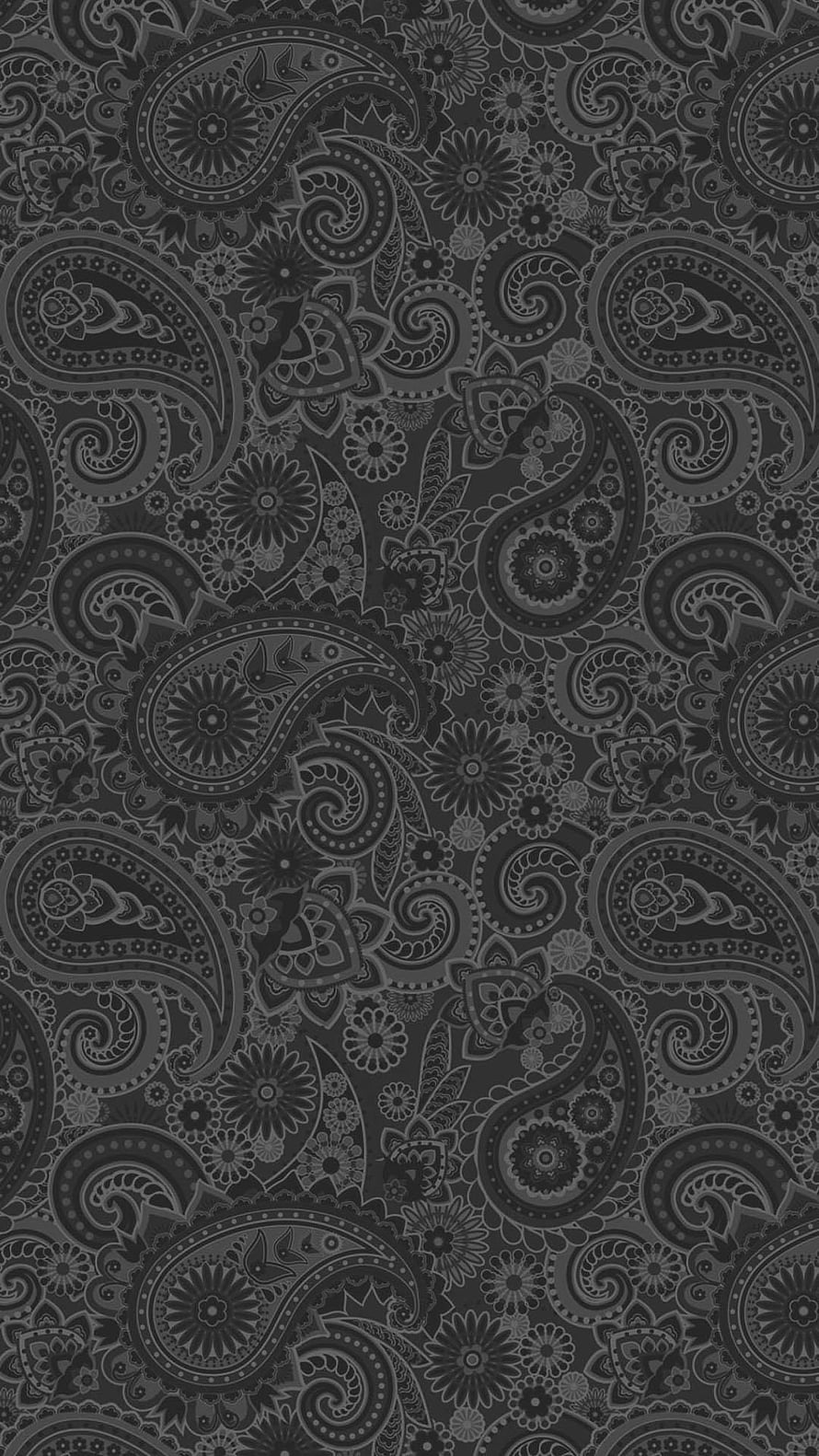 Dark Grey Paisley and Mandala Floral Pattern Design HD phone wallpaper
