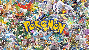 Complete Pokemon Roster Poster Featuring Every Creature and Official Logo HD wallpaper