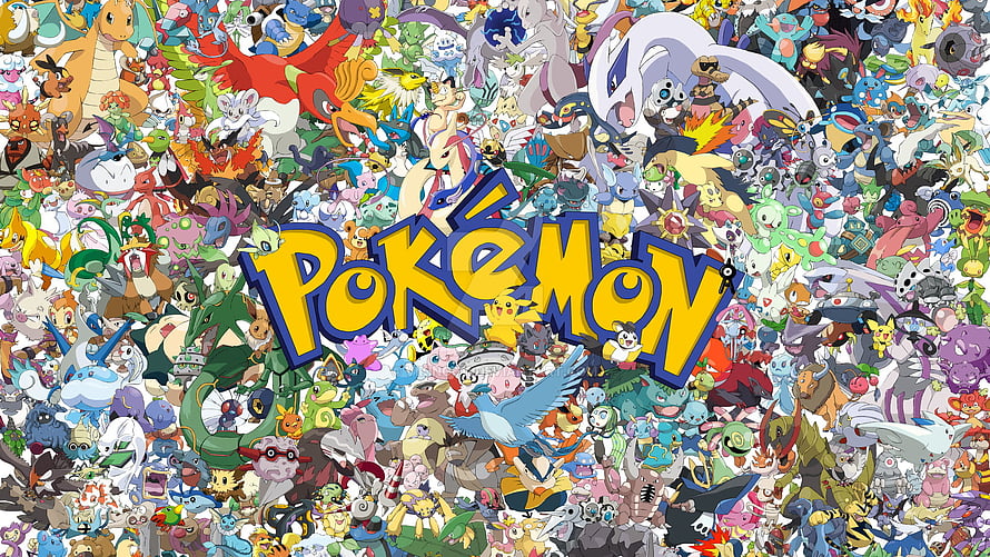 Complete Pokemon Roster Poster Featuring Every Creature and Official Logo HD wallpaper