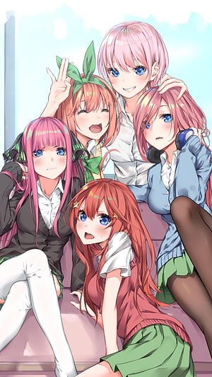 The Quintessential Quintuplets Group Portrait with All Five Sisters HD phone wallpaper