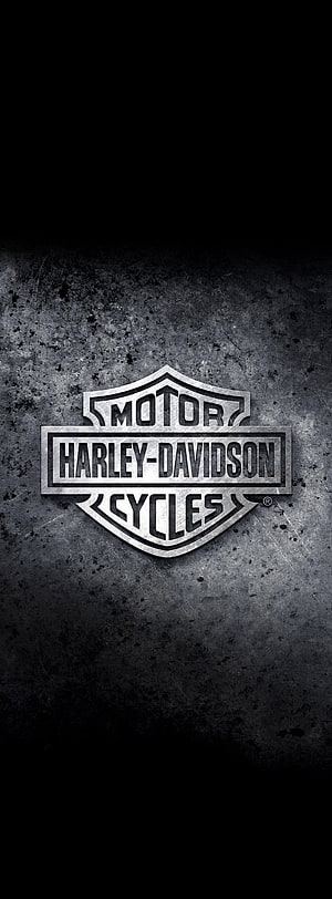 Harley-Davidson Motor Cycles Emblem on Dark Textured Metal Surface HD phone wallpaper