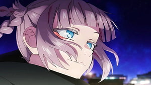 Yofukashi no Uta Anime Character Close-Up with Pink Hair and Blue Eyes HD wallpaper